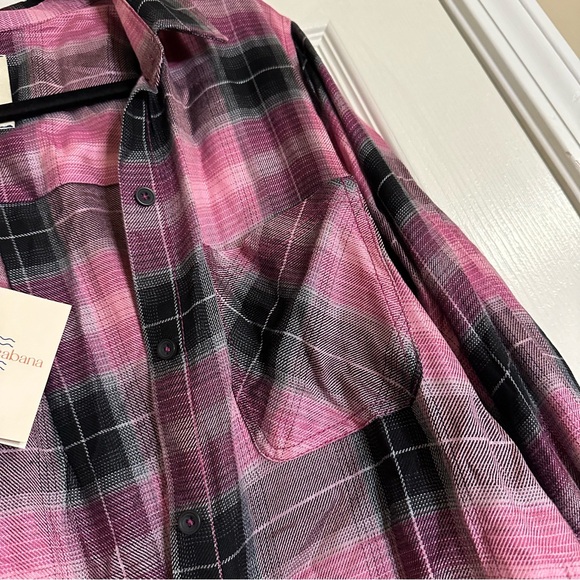 NWT Casa Cabana Pink & Black Button-up - Large - Picture 9 of 10